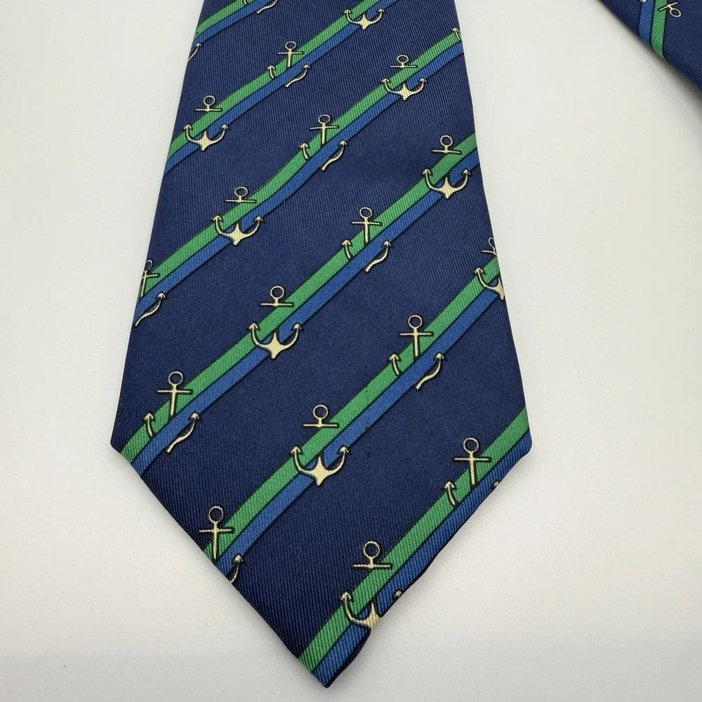 Hermes Silk Blue Nautical Striped‎ Necktie 944 IA